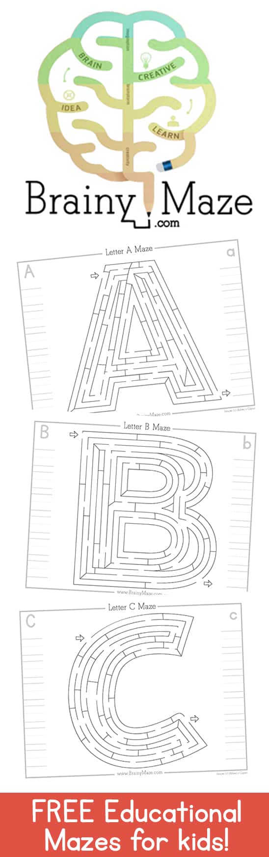 Free Alphabet Mazes - Brainy Maze