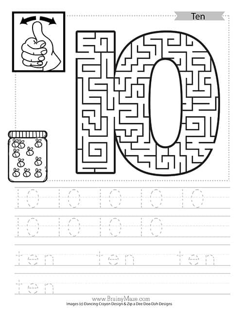 free number mazes brainy maze