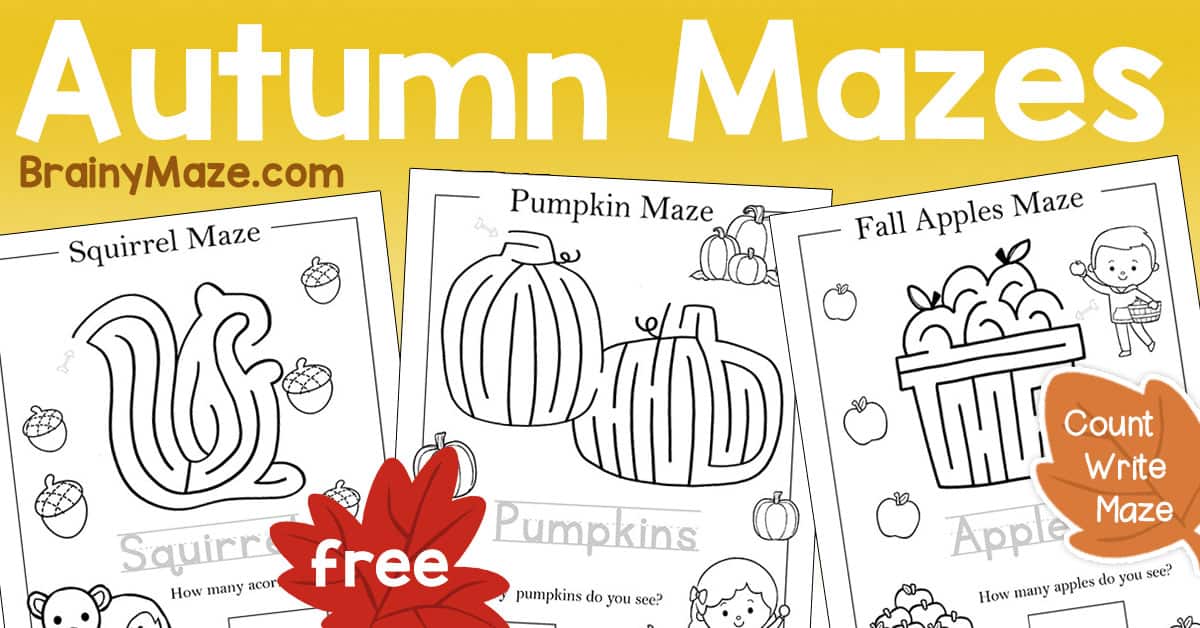 Fall Mazes for Preschool & Kindergarten - Brainy Maze