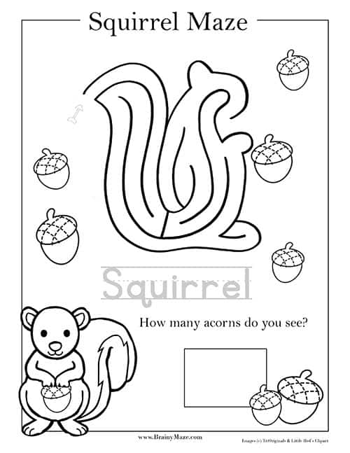 Fall Mazes for Preschool & Kindergarten Brainy Maze