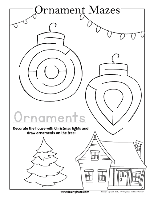 Free Christmas Mazes for Kids -BrainyMaze.com