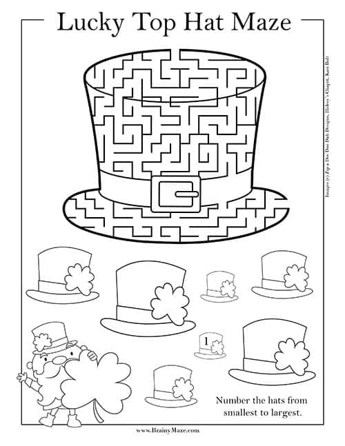 worksheet number exercise Patrick's Day   St. Mazes Brainy Maze